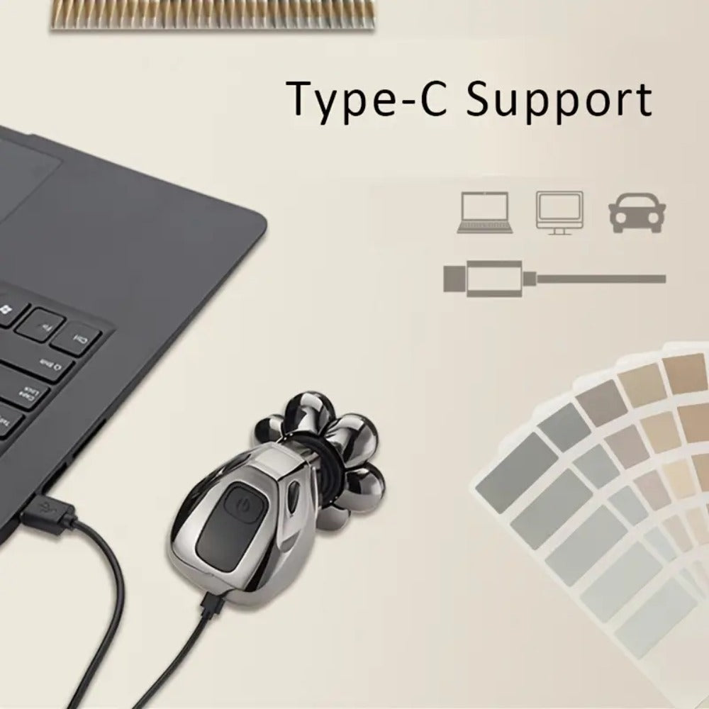 Men's Electric Nine-bit Bald Head Machine, USB Charging, Optional Five-in-one Suit Consisting of Cleanser, Hair Clipper, Cleaning Brush and Nose Hair Cleaner, a Set of Multi-purpose, Suitable for Personal Use or Gift Giving.