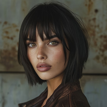 Synthetic Wig with Bangs 12 Inch Rose Net Cap for Women Light Yellow Gradient Brown Red Highlights Light Brown Daily Wear Party Cosplay Role Play