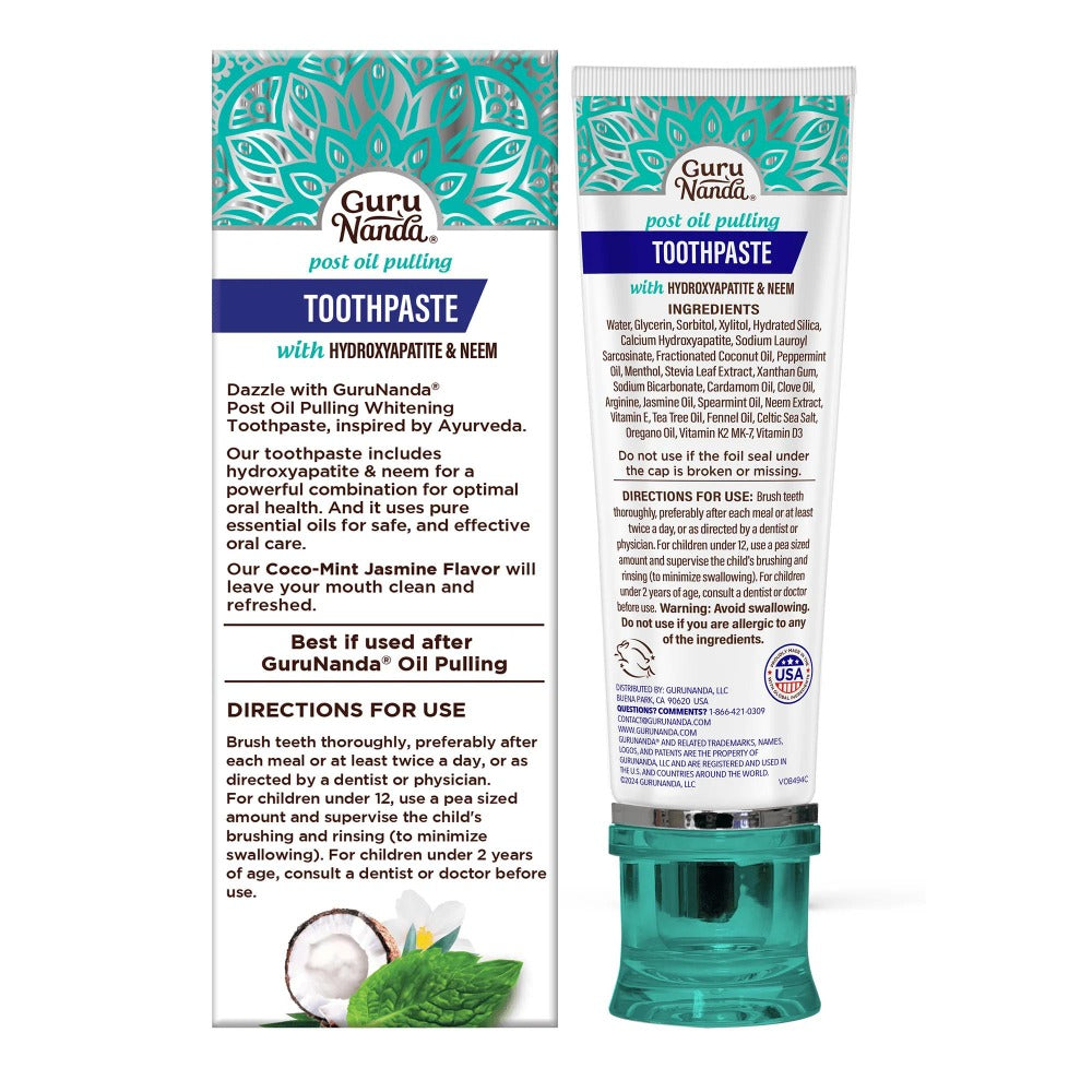 GuruNanda Fluoride Free Whitening Toothpaste with Hydroxyapatite - 1 Pk