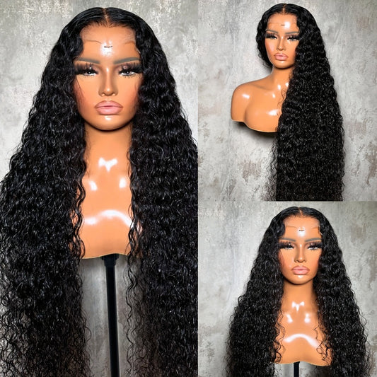 13x4 Deep Curly Lace Wig Black Coily Curly Wig High-Temperature Fiber Transparent Lace Front Wig Deep Curly Lace Front Wig Natural Black 180 Density Wig For Women 28 Inch