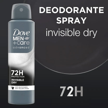 Dove Men+Care Invisible Dry Spray Deodorant 3 Pack 150ml - No White Marks No Yellow Stains, Long Lasting Odor Protection Quick Dry Antiperspirant
