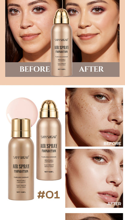Waterproof Matte Foundation Spray — Long-Lasting Full Coverage Liquid Foundation, Sweat-Proof & Transfer-Resistant, Natural Finish for All Skin Types