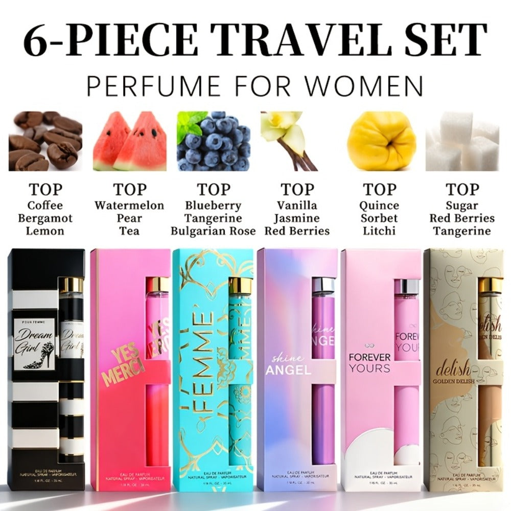 Women's Perfume Gift Set 6 Piece Eau de Parfum Travel Spray – Long Lasting Fragrance Sampler Kit 1.18 oz Each, 6 Different Scents for Women, Perfect for Valentine's Day, Dating, Parties & Daily Wear