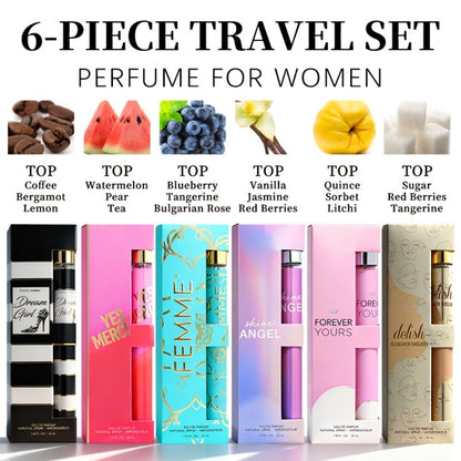 Women's Perfume Gift Set 6 Piece Eau de Parfum Travel Spray – Long Lasting Fragrance Sampler Kit 1.18 oz Each, 6 Different Scents for Women, Perfect for Valentine's Day, Dating, Parties & Daily Wear