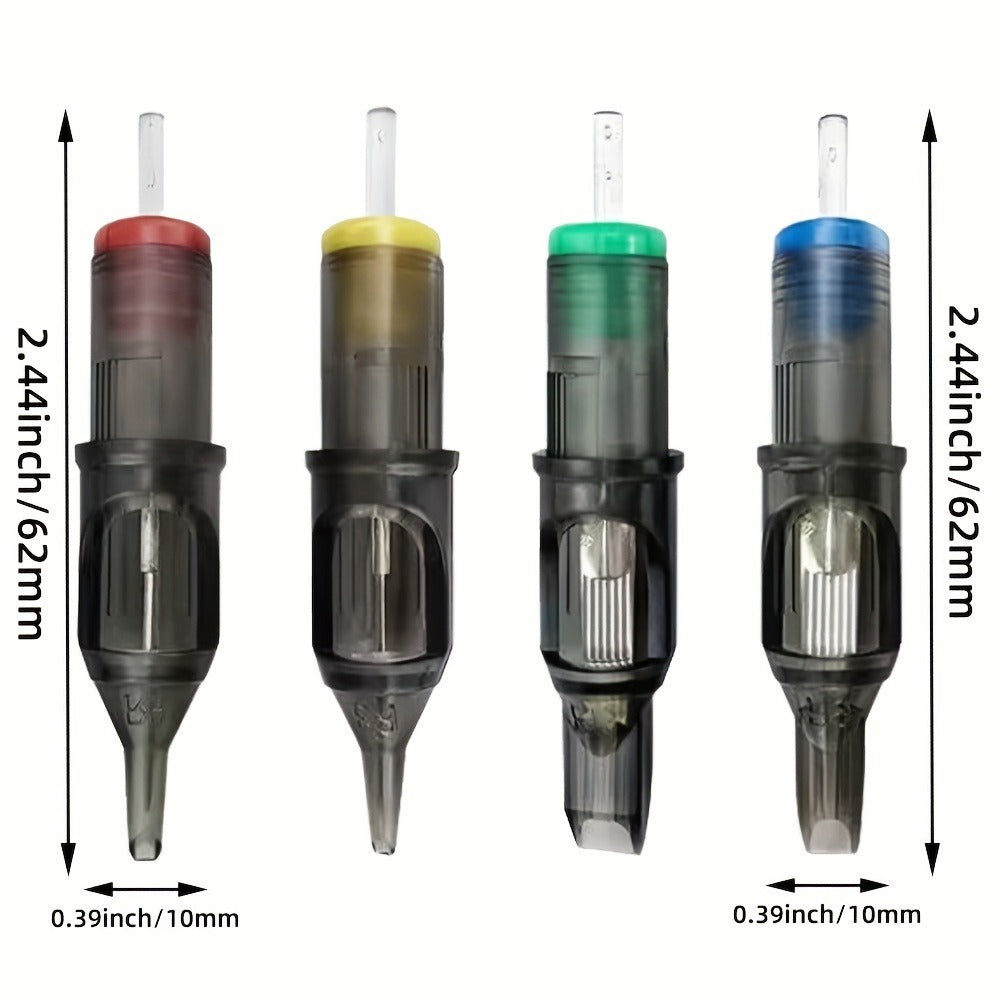Poseidon Tattoo Cartridge Needles 50pcs Assorted Mixed Size Curved/Round Magnum 12 Standard 1.97inch 2.76inch 3.54inch 4.33inch 5.12inch 5.91inch 6.69inch 7.48inch 8.27inch 9.06inch/Rm Disposable Membrane Tattoo Needles Long Taper for Makeup