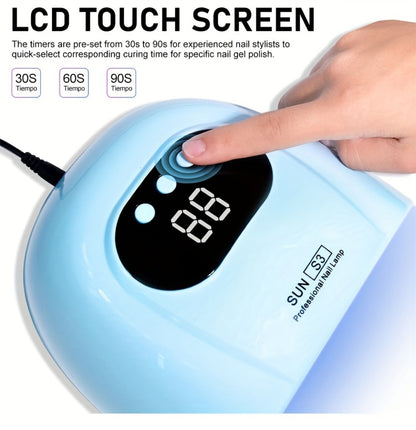 USB Nail Dryer Lamp LCD Display Gel Polish Curing Light Professional Nail Art Drying Lamp for All Gel Polish Manicure Pedicure Salon Home Tool Pink White Blue