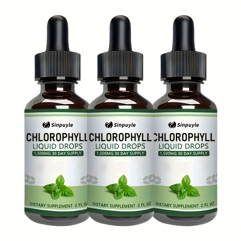 Chlorophyll Liquid Drops - Immune Support, Internal Deodorizer & Skin Health Supplement, 4 Month Supply, Natural Mint Flavor