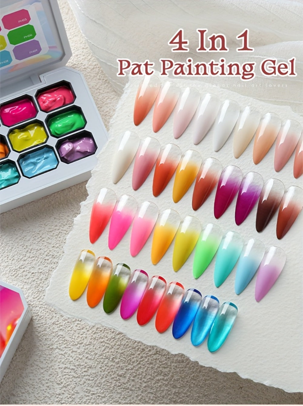 UR SUGAR 4IN1 Pat Ombre Gel Nail Polish Easy Gradient Painting Gel for DIY French Nail Manicure Solid Varnishes Paint Art Gel