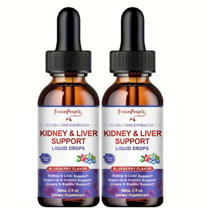 Kidney & Liver Support Supplement 27-in-1 — Vegan Formula with Milk Thistle & Natural Herbs | Alcohol-Free Liquid | Healthy Liver & Kidney Function | 60ml or 120ml