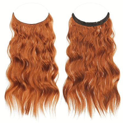 Invisible Wire Hair Extensions for Women Synthetic Wavy Wig with Clear Wire 18 Inch Multi-Color Balayage Highlight Natural Look Glueless No Damage Easy Apply