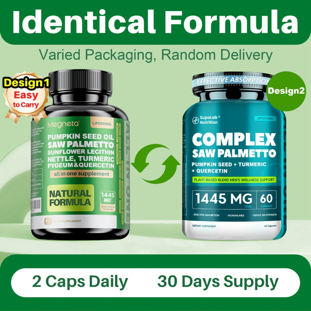 [Prostate Health Care] Saw Palmetto Supplement For Men - Prostate And Urinary Health Care - 33060 Mg, 60 Capsules - Saw Palmetto Supplement Plus Pumpkin Seed, Pygeum, Turmeric, Quercetin And Sunflower Lecithin
