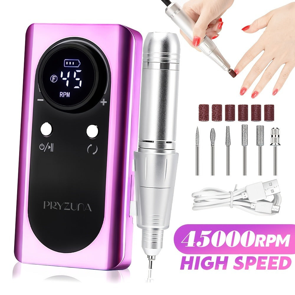 Rechargeable Nail Grinder 45000RPM Portable Electric Manicure Tool Professional Nail Remover