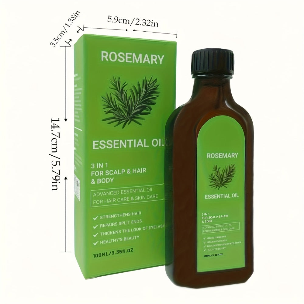 Rosemary Hair Oil Spray with Biotin, Argan Oil & Batana Essential Oil — Deep Moisturizing, Scalp Nourishing, Damage Repair, Shine Enhancing for Dry Damaged Hair, All Hair Types, Unisex, 2 & 3 Pack