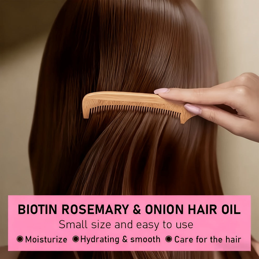 Hair Growth Essence Spray with Biotin & Rosemary — Strengthening Treatment for Damaged & Fragile Hair, Onion Extract, Reduces Breakage & Frizz, Enhances Shine & Scalp Health, All Hair Types, 100ml