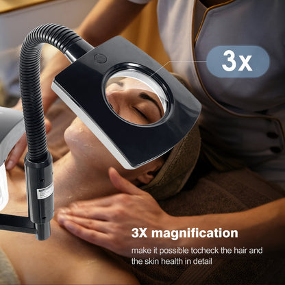 Professional Facial Steamer 2-in-1 Ozone — Wheeled Spa Steamer with 3X Magnifying Lamp, Timer Preset, Home Face Sauna & Skin Care Beauty Device