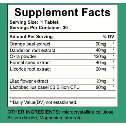 Gut Health Supplement Tablets — Advanced High Fiber Herbal Formula with Licorice Root & Dandelion Root | Digestive Wellness & Detox Support | 60 Tablets | 30-Day Supply