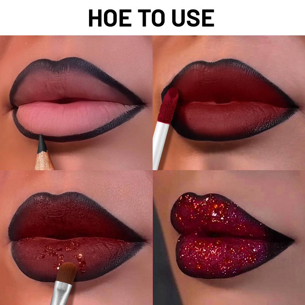 Pudaier lip combo set Sparkling Lip Glitter Kit, Includes Lip Liner, Lip Gloss, Chunky Glitter & Lip Brush, Metallic Glitter Lip Makeup Set, Party Festival Rave Makeup, Gift for Women, makeup for women lipstick