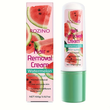 Hair Removal Cream Watermelon Scent 100g — Instant Depilatory Cream with Squalane, Semi-Permanent 3-Month Results, Non-Irritating for Face, Lips, Armpits, Legs & Bikini Area