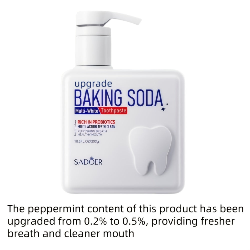 Large Capacity 300g Household Toothpaste, Pump Dispenser, Probiotic Containing Baking Soda Toothpaste, Deep Cleaning, Basic Cleaning, And Brightening, Fresh Breath, Thanksgiving Gifts for Family And Friends