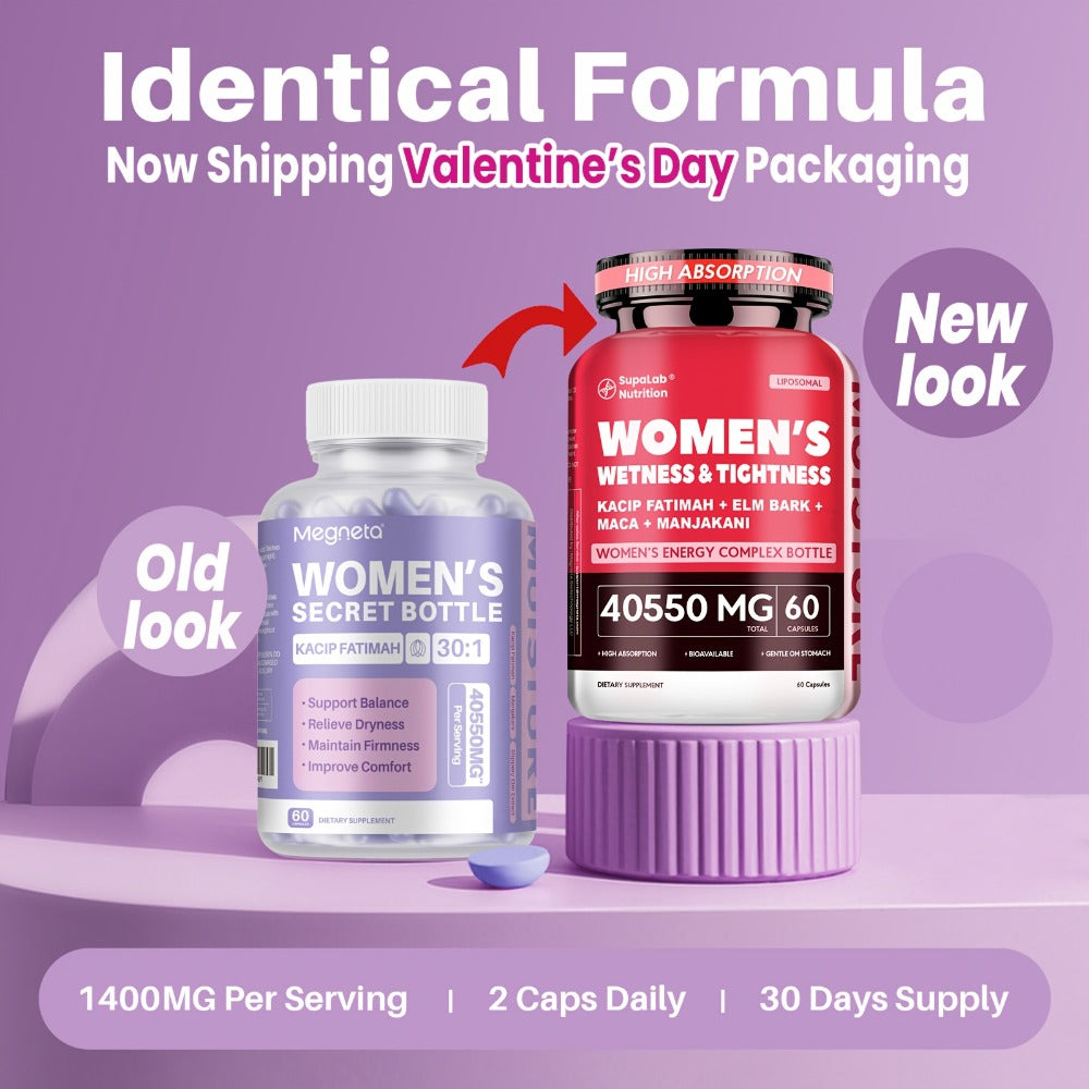 [Surprise! Ships in Valentine'S Day Packaging!!]Wap for Women: Herbal Blend with Kacip Fatimah, Fenugreek, Slippery Elm Bark, Manjakani And Maca Root for Moisture, PH Balance, Natural Elasticity, 60 Capsules, 30-Day Supply