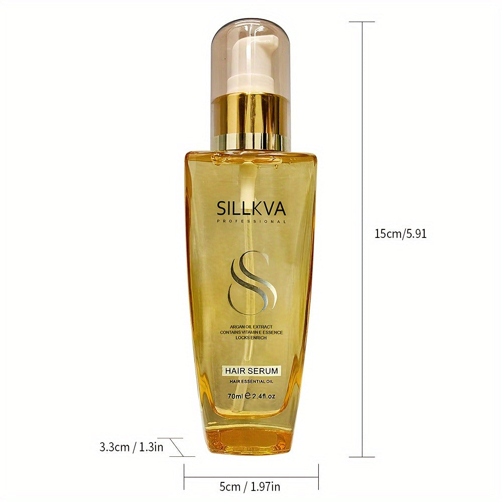 Argan Oil Hair Serum 2 Pack SILLKVA Nourishing Treatment for Dry Damaged Frizzy Flyaway Hair Moisturizing Smoothing Anti-Frizz Serum for All Hair Types