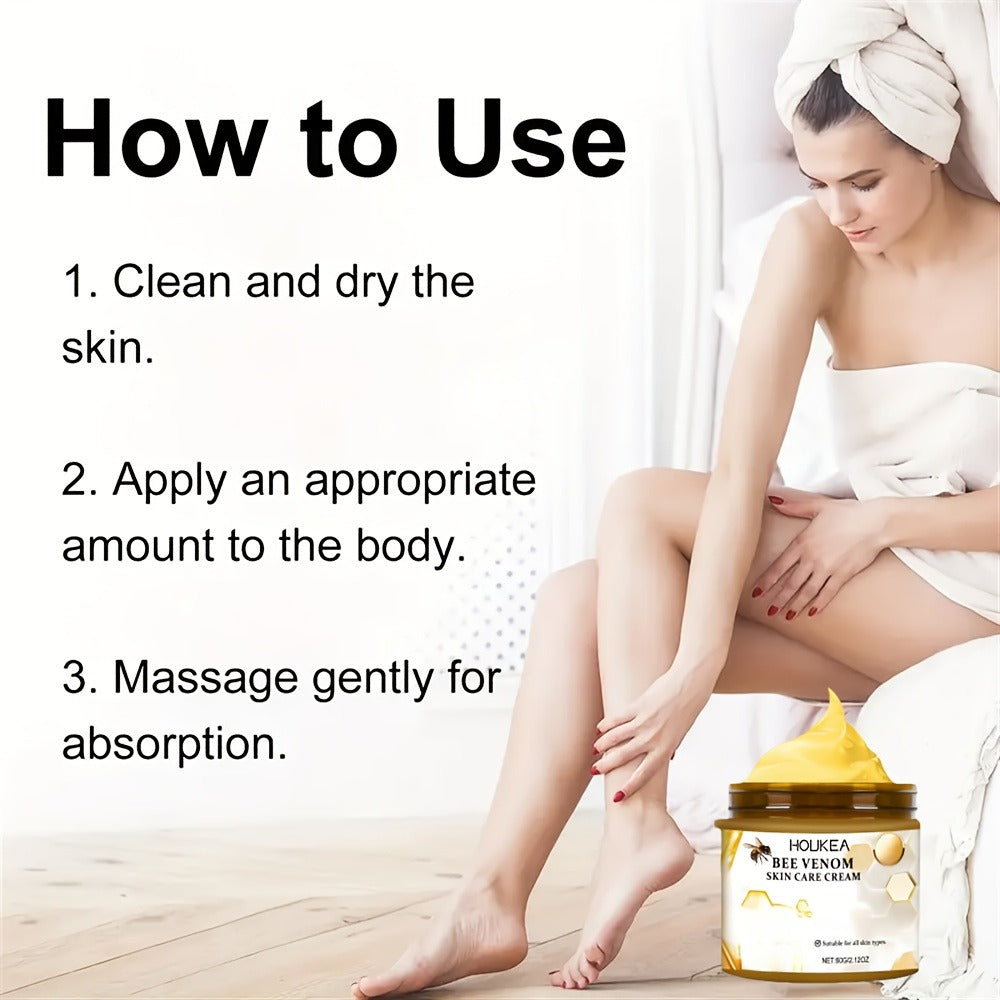 Bee Venom Body Firming Cream 3pcs - Skin Tightening Moisturizer with Hyaluronic Acid for Neck, Knees, Legs & Hands, Long-Lasting Hydration Anti-Aging Body Lotion, Daily Care Gift Set