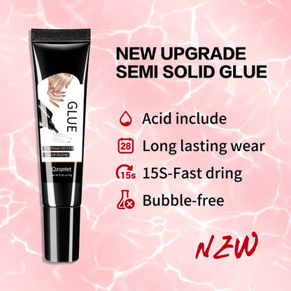 Nail Glue for Acrylic Nails Quick Dry Strong Hold Gel Formula Nail Art Glue for Press On Nails Gems Rhinestones Nail Accessories Long Lasting Manicure Supplies 4pcs 10g Each
