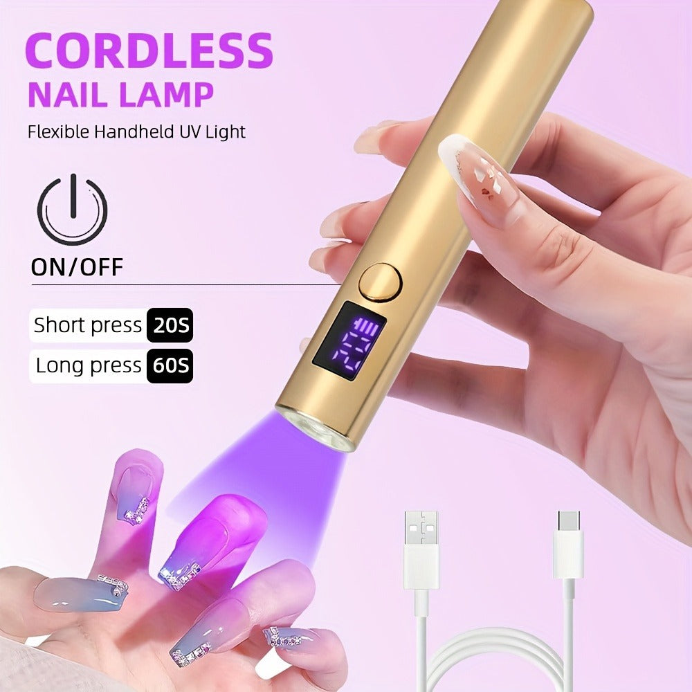 Portable LED Nail Lamp, Quick-Dry Gel Polish Device with Digital Display, Rechargeable Lithium Battery, USB Charging, Formaldehyde-Free Plastic Nail Dryer for Manicure And Nail Art, Nail Art Tools, Nail Art Accessory