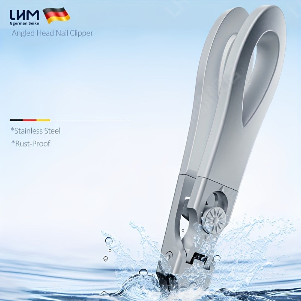 LHM European Special Line Angled Toenail Clipper for Elderly - 45° Precision, Wide Jaw, Rust-Resistant Stainless Steel, Hypoallergenic Ergonomic Design for Difficult Areas & Thick Nails, Nail Clippers for Thick Nails, Senior Nail Care