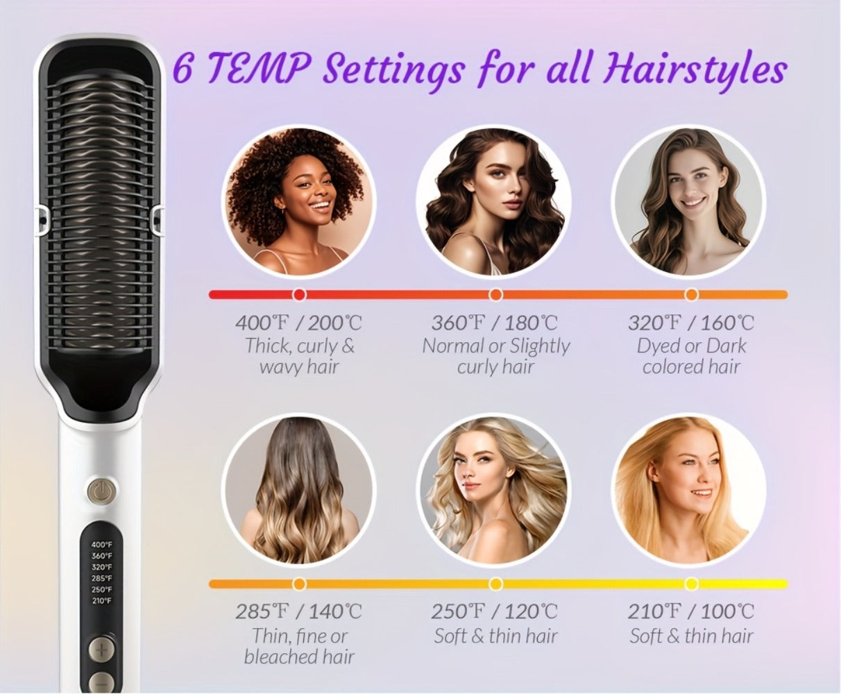 Hair Straightener Brush, Ionic Hair Straightening Brush Flat Iron For Women, Anti-Scald Straightening Comb For Home Salon, Precise Temperature Control, Auto Shuts Off, Holiday Essentials, Gifts For Mother'S Day, Girl Stuff, Wow Hair Products