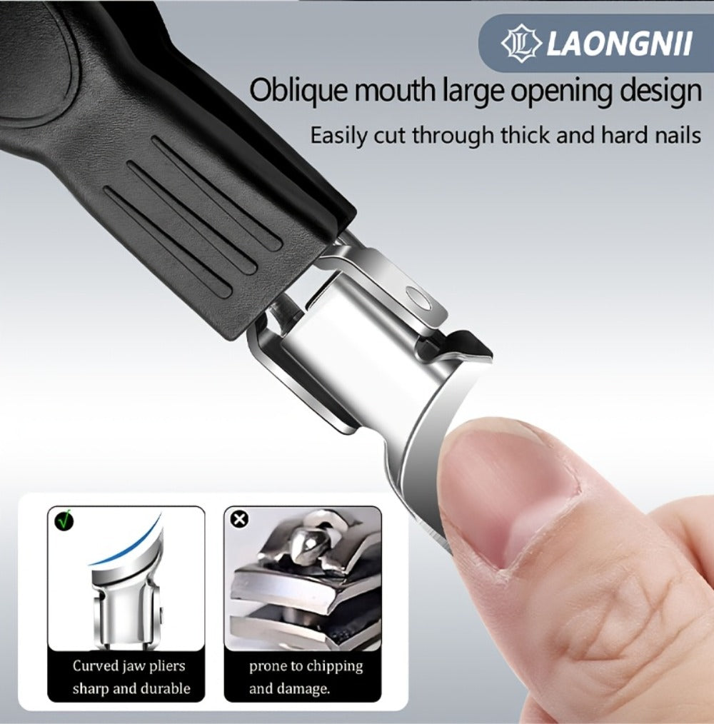 [Nail Care Set] 7pcs Nail Care Set, Suitable For Ingrown Toenails And Thick Toenails - Equipped With Nail File, Cuticle Nipper And Dead Skin Tool - Toenail Clippers With Angled Head & Curved Blades - Classic Black Handle For Men, Women & Elderly, Personal