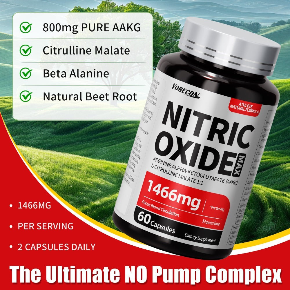 1466mg Nitric Oxide Supplement- Body Health Supplement with L Arginine, L Citrulline& Natural Beet Root, Suit for Athletes, Trainers, Men And Women, Ideal Gift