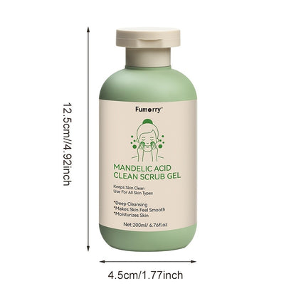 Exfoliating Gel with Mandelic Acid, Aloe & Rose Extract — Deep Cleansing Pore Cleanser for Face & Body, Long-Lasting Moisture, Daily Use, 200ml / 6.76 fl oz
