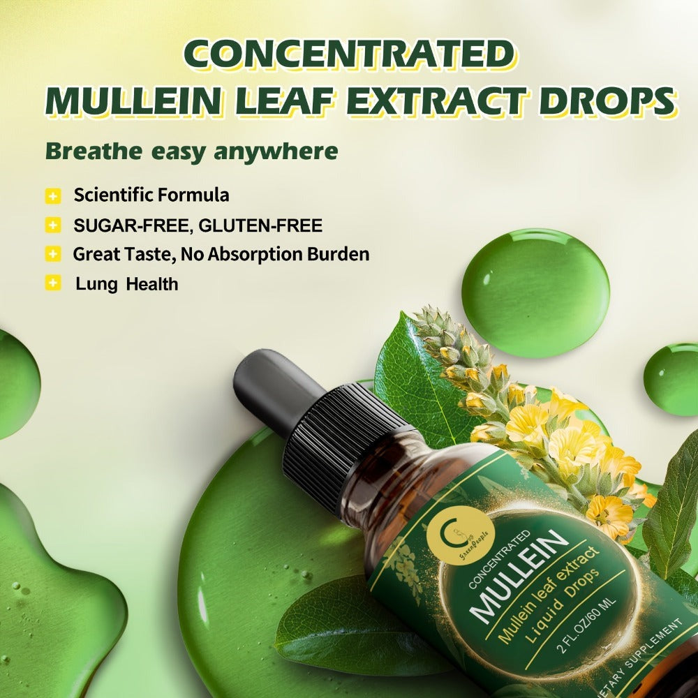 Mullein Drops For Lungs - - Mullein Leaf Liquid Tincture, Support For Respiratory, Immune, Digestive System, Natural Herbal Supplement, 2 FL OZ