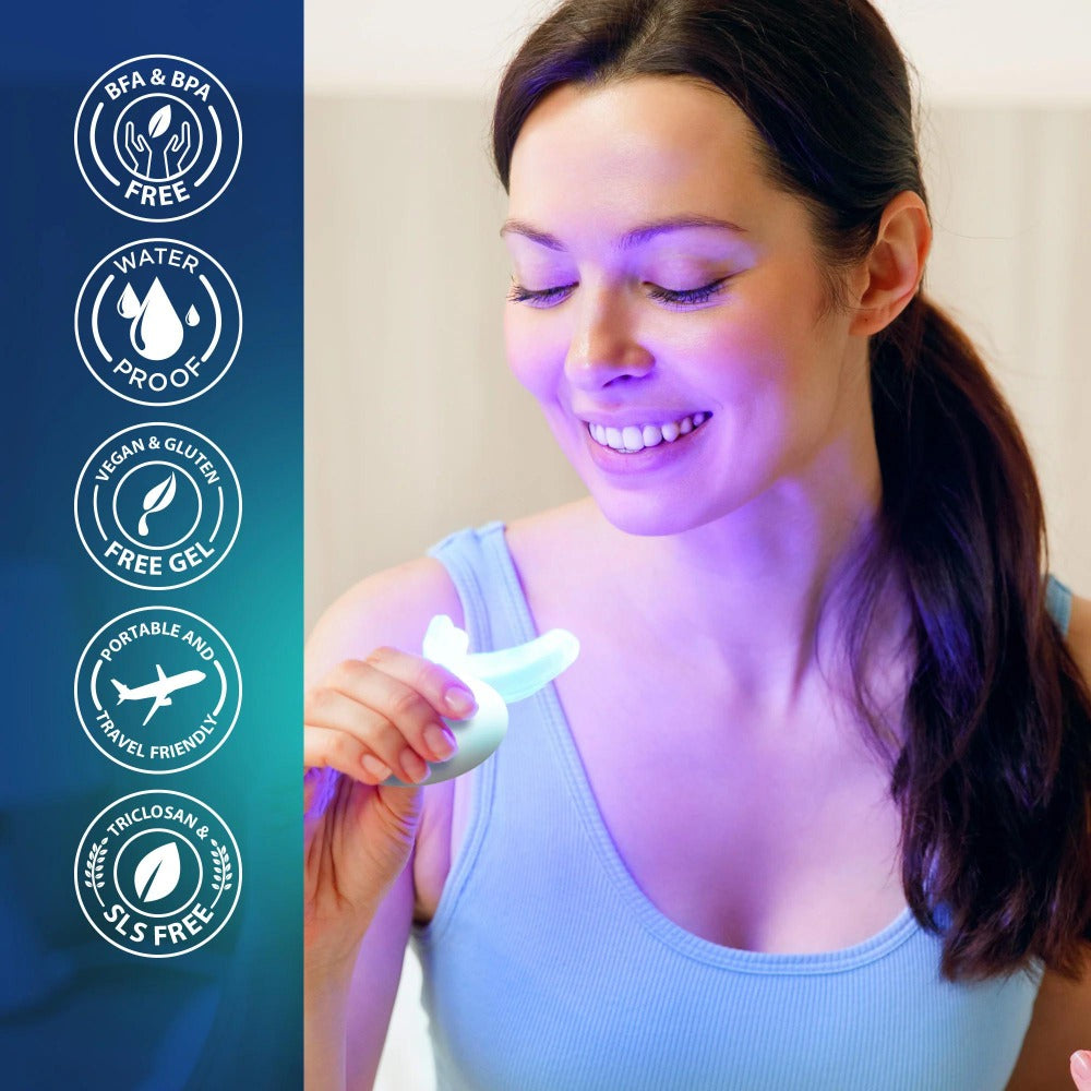 GuruNanda Professional Teeth Whitening Wireless Kit with LED Light & Whitening Pen, Helps Remove Surface Stains from Coffee, Food, Soda, 40 Treatments