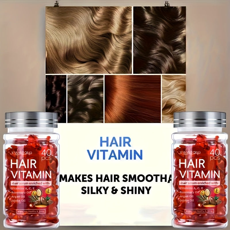 5 Bottles Natural Hair Care Vitamin Capsules with Moroccan Argan Oil, Vitamins A, C, E B, Keratin Styling- Anti-Frizz, Fast Strengthening Hair Essence for Damaged, Dry Curly Hair, Makes Hair Look Healthier, Hair & Scalp Care, Unisex, Travel Essential