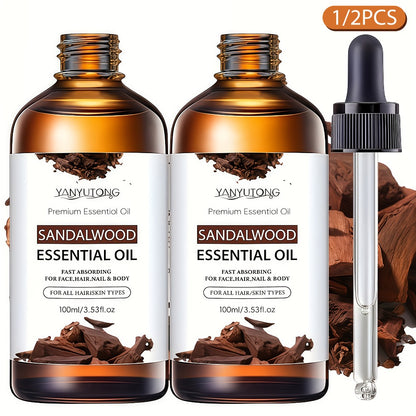 Sandalwood Essential Oil for Hair & Skin Care — Moisturizing Aromatherapy Oil for Massage, Diffuser & Shower, All Skin & Hair Types, Available in 30ml, 100ml & Twin Pack
