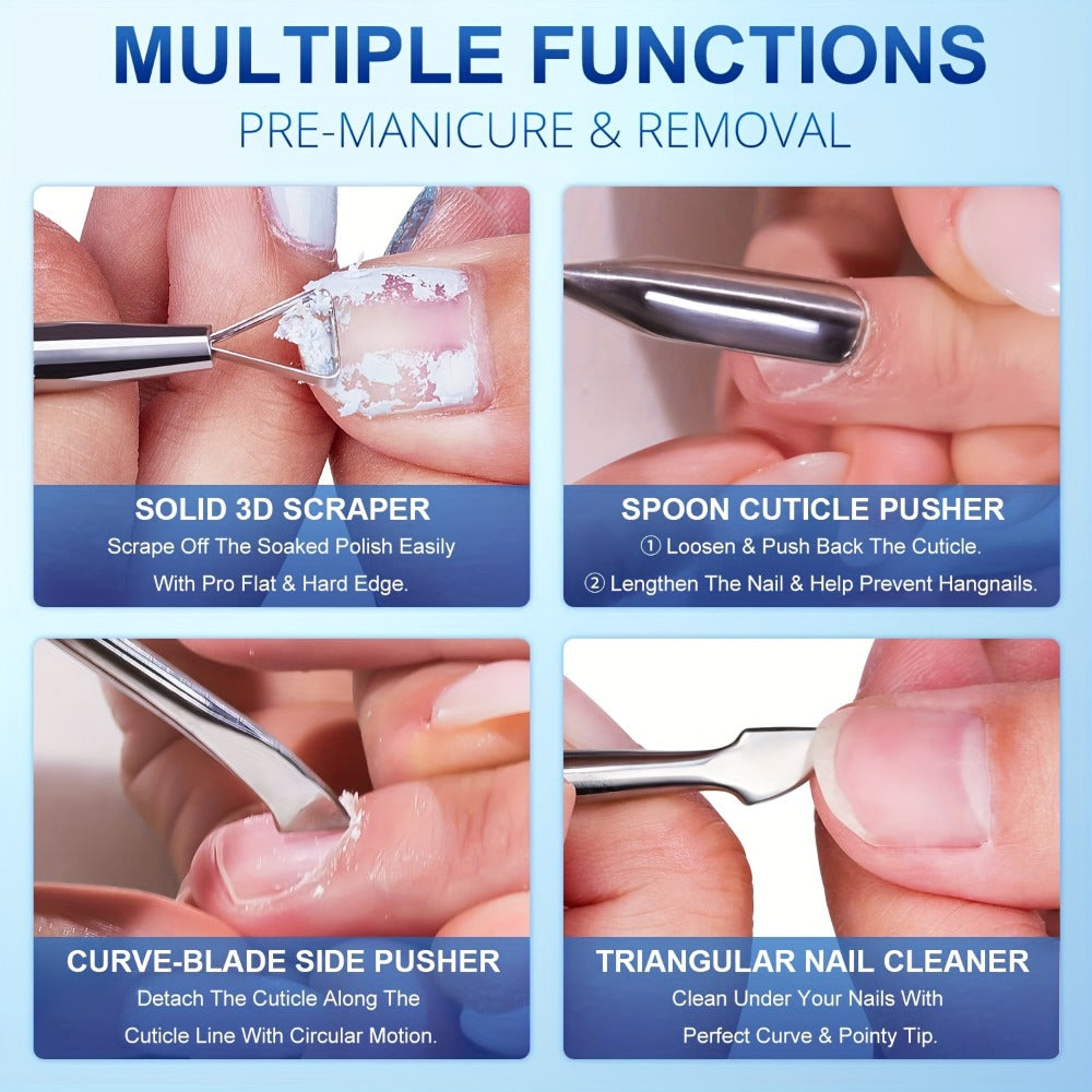 Gel Nail Polish Remover, Professional Gel Polish Remover For Nails, Remove Gel Nail Polish Within 2-5 Minutes - Quick & Easy Polish Remover - No Need For Foil, Soaking Or Wrapping With Cuticle Pusher And Nail Polish Scraper Tools
