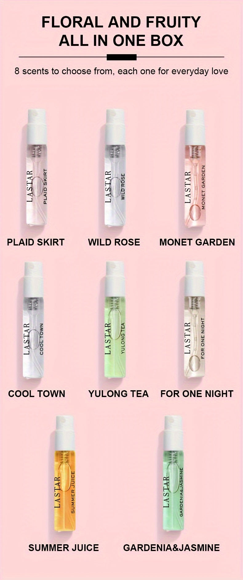 LASTAR Women'S Spray Perfume Set, 8 Perfume Gift Boxes, Long-lasting And Charming Natural Fresh Flowers, Fruit, Citrus And Wood Oriental Water Perfume Fragrance, Ideal Valentine'S Day Birthday Surprise Gift