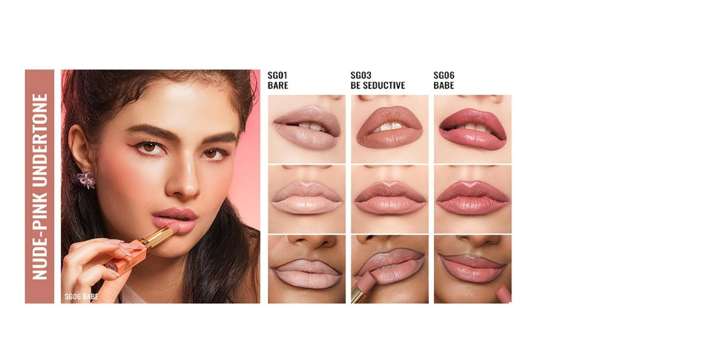Nude Lipstick Set Oulac Satin Finish - Lightweight Moisturizing Full Coverage Lip Color, Cream-to-Satin Formula, 12g Each, Gift-Ready for Women All Skin Tones (LT-SG Nude Set 2 & 3)