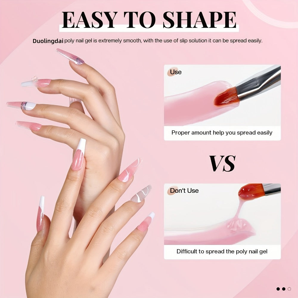 Duolingdai Poly Extension Gel Nail Kit, Featuring 12 Shades Of Nail Extension Gel, Is A Semi-Permanent Hard Fiber Gel That Is Easy to Apply for Nail Protection. Making It A Perfect DIY Starter Set for Girls' Nail Care.