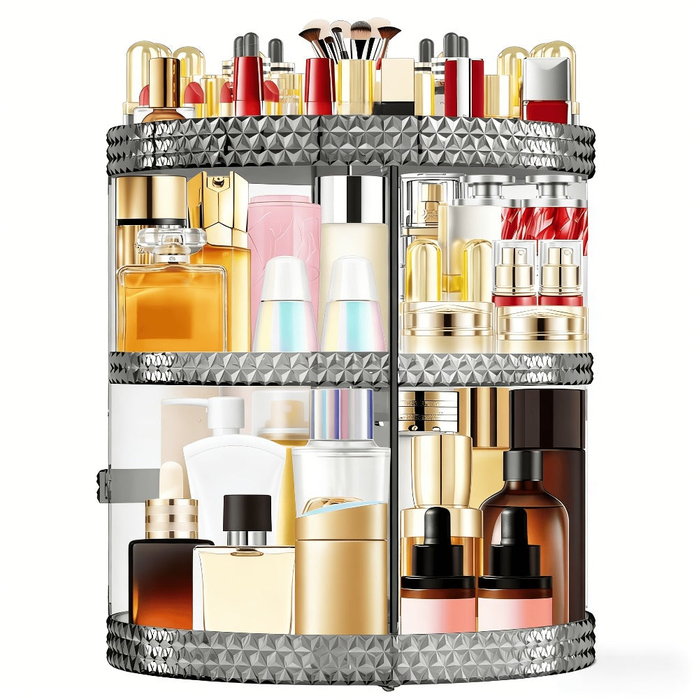 [Makeup Organizer Stand] 360 Degree Rotating Makeup Stand, Large Capacity Makeup Product Storage Box, 7 Adjustable Layers, Perfume Organizer, Bathroom And Bedroom Dressing Table