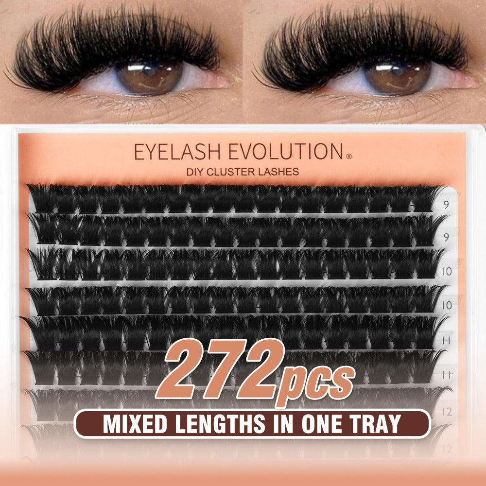100D 272pcs Eyelash Extensions Lash Clusters Ranging from 8-16MM, Featuring Thick D Curl Individual Lashes That Are Soft And Reusable, Perfect for Lash Cluster Applications