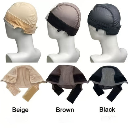Wig Caps Glueless Lace Front Non-Slip with Grip Band - Transparent Wide Lace Full Coverage Wig Cap Holder for Women Brown Black Beige 2pcs