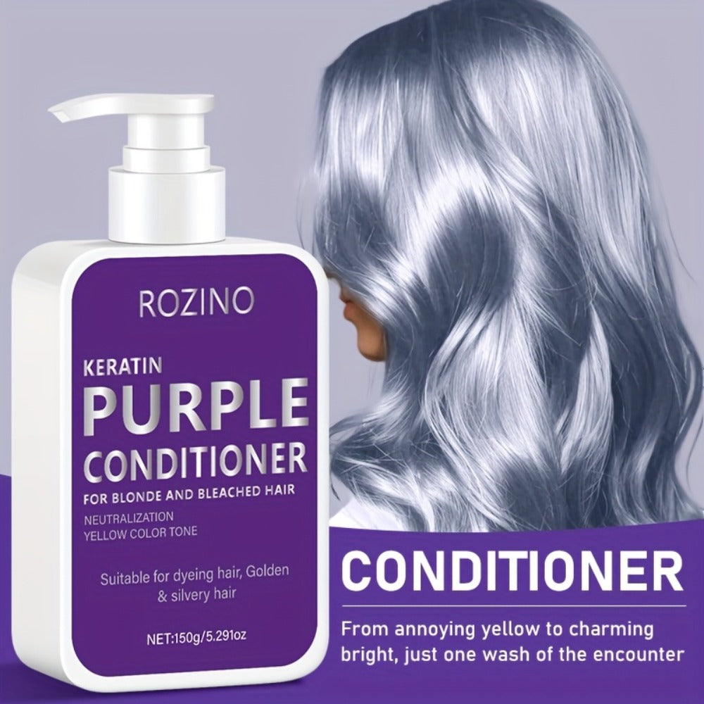Purple Shampoo and Conditioner Set 2PCS - Toning Brass Neutralizer for Blonde, Silver & Platinum Hair - Strengthens Roots, Improves Shine & Flexibility, Color-Treated Hair Care