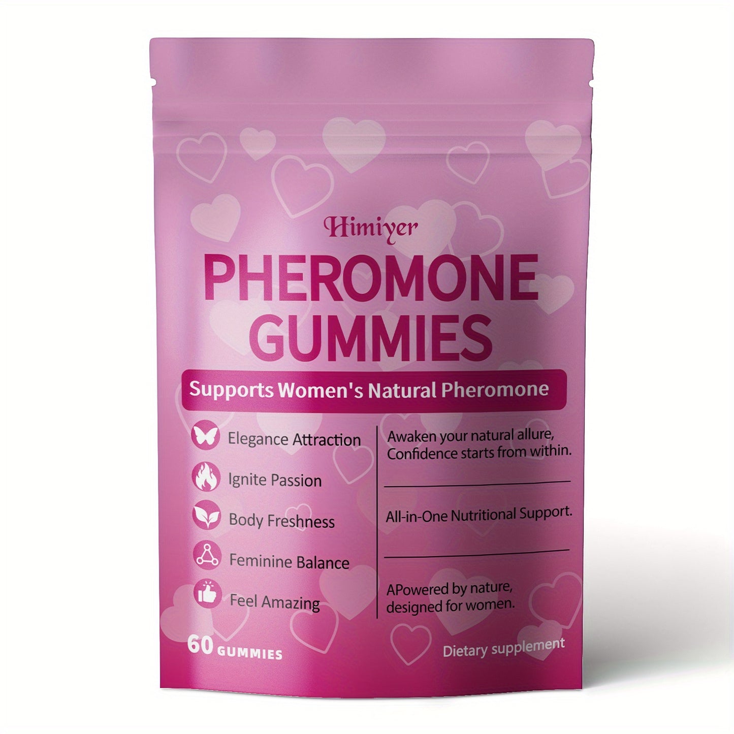 Women's Pheromone Gummies with L-Arginine, Maca & Beetroot – Natural Attraction, Confidence & Feminine Balance Supplement, Strawberry Flavor, 30 Gummies 30-Day Supply