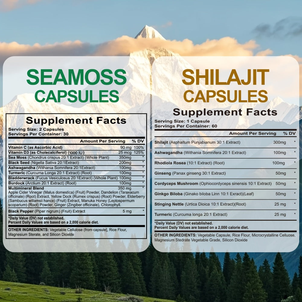 More Bottles for More Discounts-Sea Moss 7000Mg, Black Seed Oil 4000Mg, Ashwagandha 2000Mg, Ginger And Rhodiola Rosea 1000Mg, Panax Ginseng 1500Mg, All in 1 Supplements