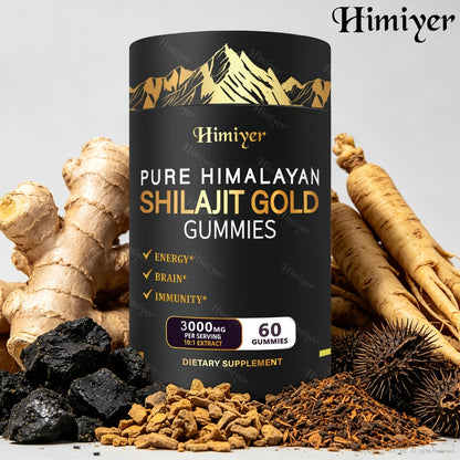Shilajit Supplement 3000mg — Pure Shilajit with Ginger, Ginseng & Ashwagandha | Multi-Mineral Phytonutrient Formula for Energy, Vitality & Strength | 1-3 Bottle Options
