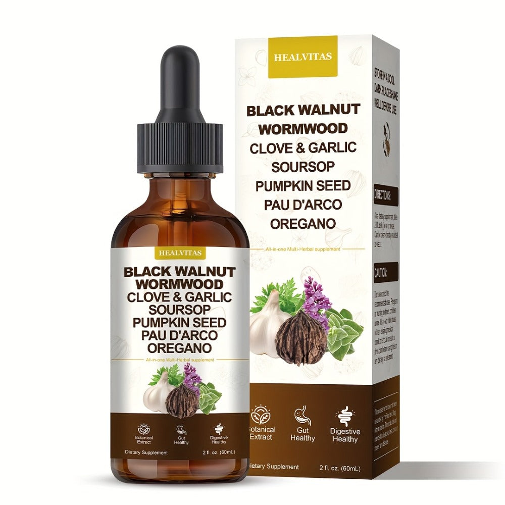 [Gut Health Supplement] Black Walnut Wormwood Tincture-All-In-One Multi-Herbal Drop, with Oregano Garlic & Berberine, Soursop|Support Colon Health, Gut Health, Digestive Health|Gut Health Supplement|Advanced Herbal Formula|Gut-Friendly, 2fl.oz