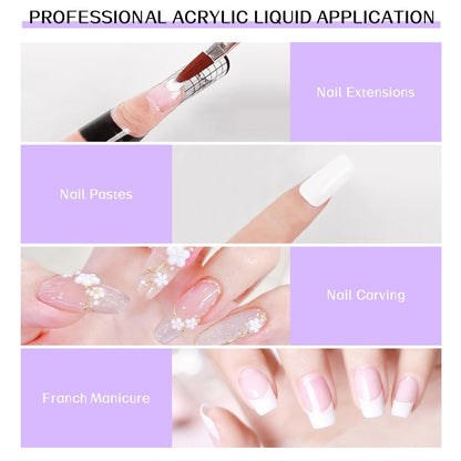 Acrylic Liquid Monomer 120ml 4oz Unscented for Nail Extensions - Professional Crystal Clear Formula Portable Bottle Salon Home Nail Art Supply